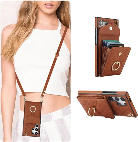 Vista 18 de QLTYPRI Funda tipo cartera cruzada para Samsung Galaxy A15 4G/5G, funda de piel sintética para teléfono con bloqueo RFID, ranuras para tarjetas