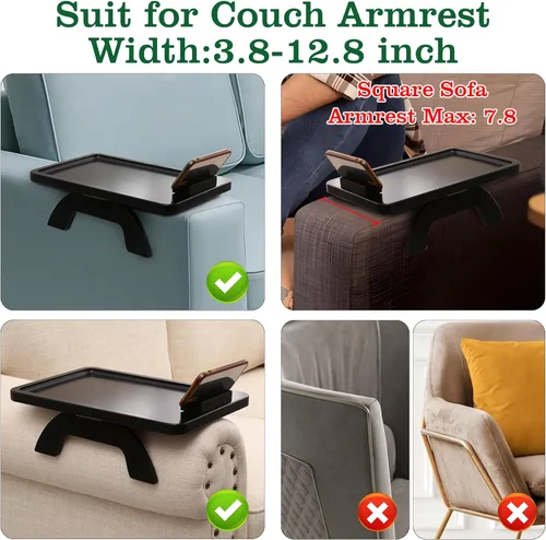 Vista 39 de Mesa auxiliar con clip para mesa auxiliar, mesa de sofá BAMBOOTRAY para sofás anchos, bandeja para reposabrazos de sofá para espacios pequeños, mesa
