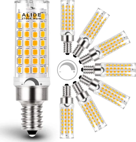 Vista 11 de Bombilla LED E12 regulable de 5 W C7, reemplaza equivalente a halógeno E12 de 40 W, blanco cálido 2700 K, base T6 de 110 V, 120 V, E12, bombillas