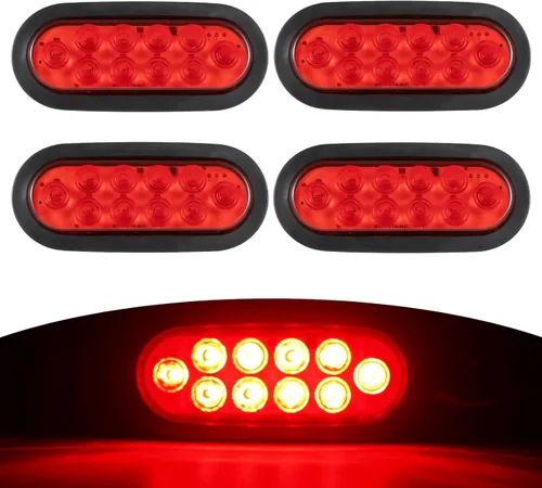 Kit de luces LED ovaladas de 6" para remolque, 4 piezas de luces traseras impermeables de parada/giro/freno con 10 marcadores LED para camión, RV,