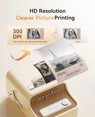 Vista 7 de NIIMBOT Label Maker, B21 Pro 300DPI Impresora de pegatinas HD para fotos Blanco