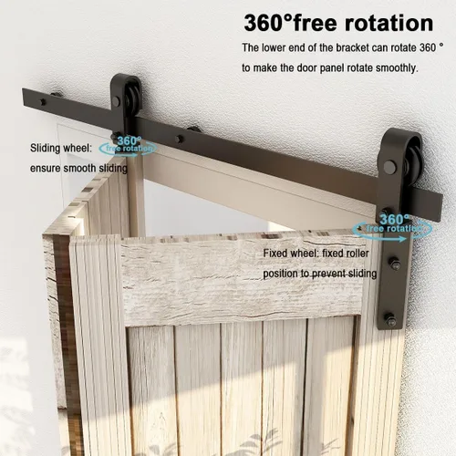 Vista 6 de Kit de herrajes para puerta corrediza de granero plegable de 36 pulgadas/3 pies para 2 puertas, herrajes para puerta de granero biplegables, ancho