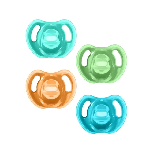 Vista 9 de Tommee Tippee - Chupón de silicona ultra ligero, 0-6 meses, diseño simétrico de una pieza, chupetes de silicona sin BPA, azul/verde/transparente