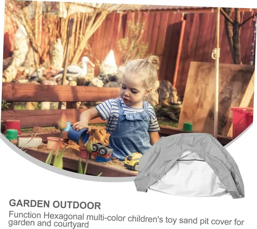 Vista 6 de Hemoton Cubierta hexagonal para arenero de 90 x 8 pulgadas, impermeable, tela Oxford, tapa para caja de arena al aire libre, cubierta protectora