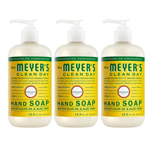 Vista 10 de MRS. MEYER'S Clean Day Jabón de manos, hecho con aceites esenciales, fórmula biodegradable, madreselva, 12.5 onzas líquidas