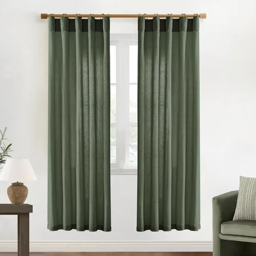 Vista 47 de XTMYI - Cortinas transparentes de 54 pulgadas de largo, juego de 2 paneles para baño, cortinas cortas de lino y algodón con semi privacidad