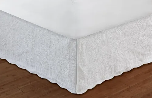 Vista 2 de Greenland Home Falda de Cama Acolchada Paisley, Individual, Blanco