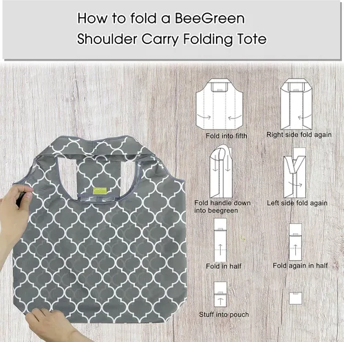 Vista 4 de BeeGreen Bolsas de compras reutilizables para comestibles, paquete de 6 y bolsa térmica aislada, 1 paquete con asas, bolsas de compras resistentes