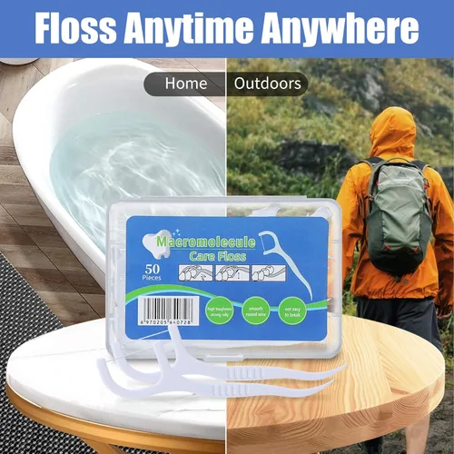 Vista 5 de 400 unidades de palillos de hilo dental – Palillos con palillo incorporado para limpieza profunda, mango cómodo para eliminar la placa y proteger