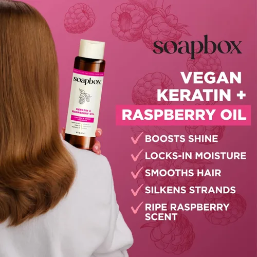 Vista 6 de Soapbox Champú de queratina Shine Boosting, champú sin sulfato duro con aceite de argán, silicona y parabenos, color seguro y vegano, 16 onzas