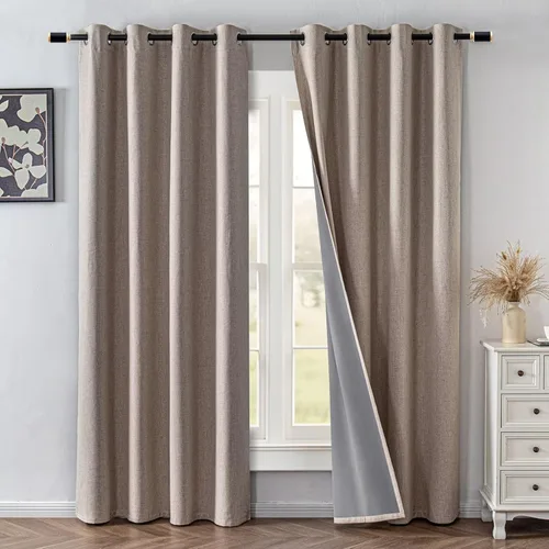 Vista 39 de IGEMAEVE Cortinas opacas de tamaño personalizado para dormitorio, 100 % opacas, 1 panel, aislamiento térmico, cortinas de oscurecimiento