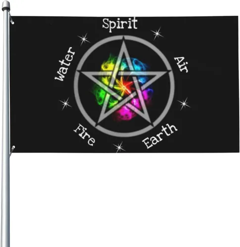 Wicca 5 Five Elements Earth Wicca Wicca - Bandera de jardín estadounidense de 3 x 5 pies, decoración al aire libre, cartel para fiesta, desfile