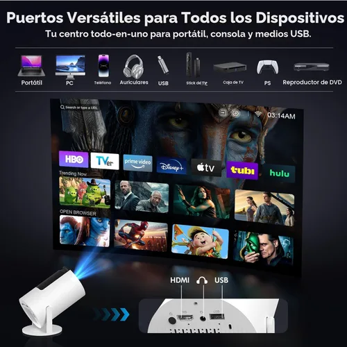 Vista 8 de [Aplicaciones integradas y Keystone automático] Mini proyector, proyector portátil con WiFi 6 y Bluetooth 5.2, proyector inteligente nativo 1080P