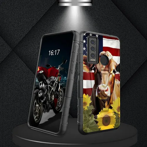 Vista 49 de Funda para AT&T Maestro Max 2021/Cricket Ovation 2 con protector de pantalla de vidrio templado, funda resistente con función atril integrada