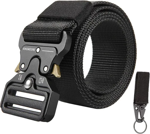 KingMoore - Cinturón táctico para hombre, resistente, ajustable, estilo militar, de nailon con hebilla de metal