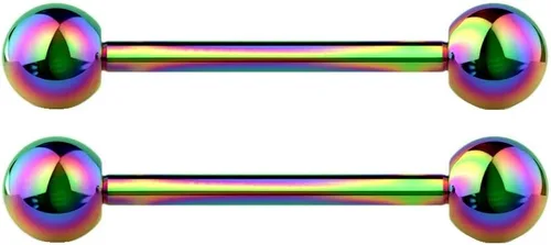 Pierced Owl - 14G G23 Implant Grade Solid Titanium PVD Plated Internally Threaded Nipple Barbells, Sold as a Pair