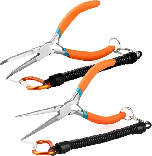 Vista 13 de SPEEDWOX 2 alicates de punta de aguja con puntas curvas, mango curvado, alicates de punta de aguja extra largos con puntas rectas, alicates