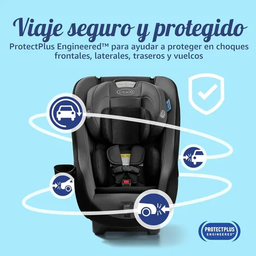 Vista 7 de Asiento de coche convertible Graco Contender Slim, West Point, asiento de viaje ligero con diseño compacto y que ahorra espacio, orientado hacia