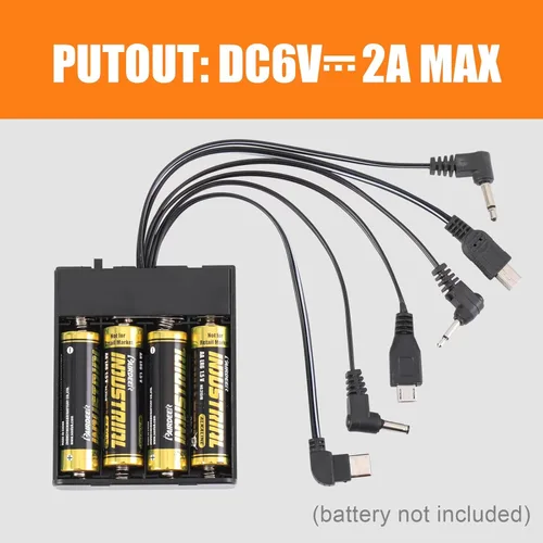 Vista 3 de Caja de fuente de alimentación externa con seis conectores tipo e interruptor de encendido/apagado para varios equipos de CC, como algunos tipos