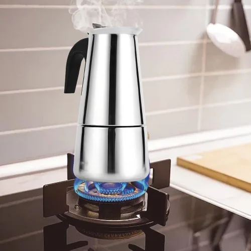 Vista 3 de Joyzan Máquina de café expreso para estufa, percolador de acero inoxidable, cafetera de inducción, cafetera clásica italiana, cafetera, cafetera