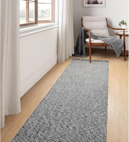 Vista 22 de Collive Alfombra de Baño Negra, 2' x 3' Tejida a Mano Lavable Alfombras Pequeñas de Cocina, Alfombra de Entrada Reversible de Algodón Alfombra