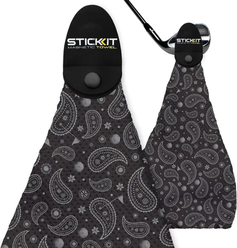 Vista 26 de STICKIT Toalla de golf magnética – Ultra absorbente con tejido de gofre de microfibra – Toalla de golf con imán para bolsas, palos y carritos – Negro