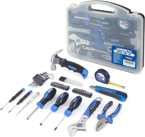 Vista 9 de URASISTO Juego de herramientas para el hogar de 16 piezas con martillo de garra, alicates de Lineman, perfecto para bricolaje, mantenimiento