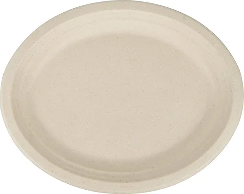 Vista 2 de Platos de papel desechables 100 % compostables a granel [12.5 pulgadas ovaladas paquete de 50], platos de bambú, ecológicos, biodegradables