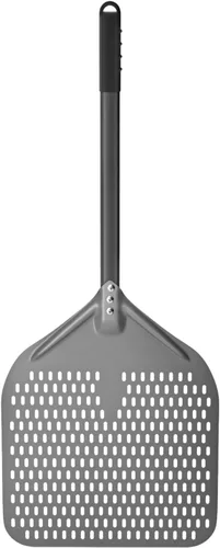 Vista 8 de G.a HOMEFAVOR Pela de pizza perforada, 12 x 15 pulgadas rectangular para pizza, pala de torneado de aluminio anodizado profesional, 26 pulgadas