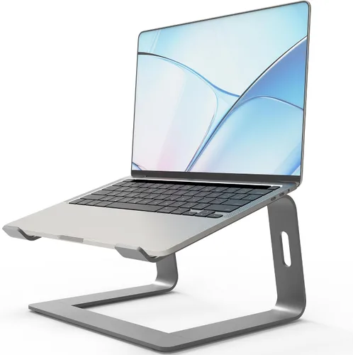 Vista 8 de Orionstar - Soporte portátil para laptop de aluminio, elevador de laptop compatible con Mac MacBook Air Pro de 10 a 15.6 pulgadas, soporte A-Negro