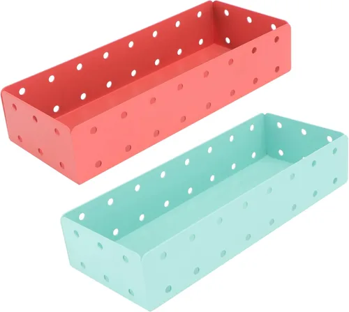 USHOBE 2pcs Box Storage Box Dresser Tray Bandejas Decorativas Plate Entryway Drawer Dividers Trays Metal Tray Tableware Case Stationery Office Cold