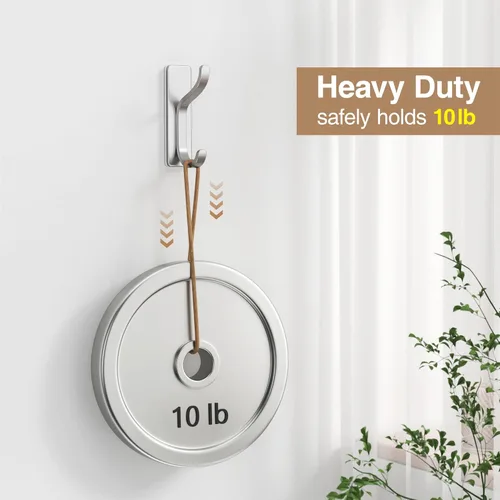 Vista 8 de Pickpiff Ganchos Adhesivos de Pared para Abrigos - Percha de Puerta Resistente de Sujeción, Gancho de Metal para Colgar Toalla, Bolso, Bata
