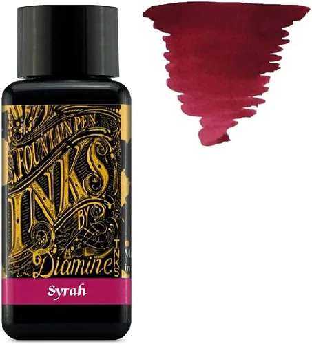 Vista 3 de Diamine - Tinta para pluma estilográfica de 1.0 fl oz - Rueda de color - 6 botellas - Roble otoñal, Syrah, Macassar, Earl Grey, Aurora Borealis