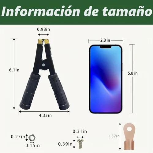 Vista 2 de 4 piezas de abrazaderas de cable de puente de batería, abrazaderas de batería de cobre puro resistente para coche, abrazaderas de cocodrilo
