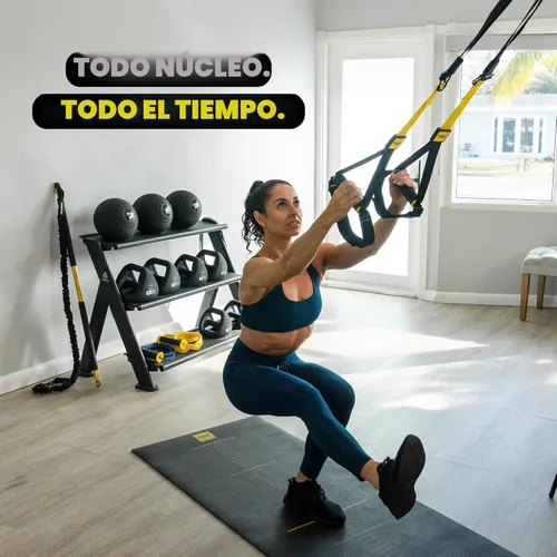 Vista 8 de TRX Formación. Entrenador de suspensión basic kit + ancla para puerta, complete full body entrenamientos para el hogar y en la carretera.