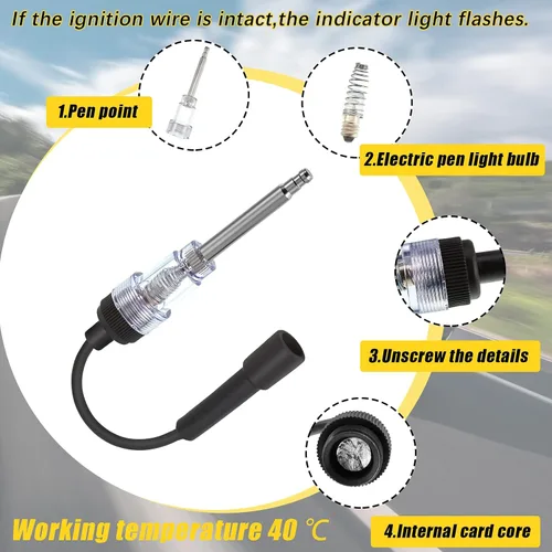 Vista 3 de Probador de bujías en línea para motor de arranque recto, probador de encendido de cortacésped ligero, detector de diagnóstico de armadura