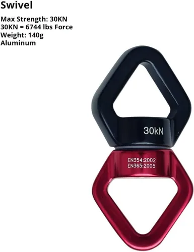 Vista 3 de F.Life Kit de hardware de seda aérea, resistente, 30 kN, figura de rescate de 8 y 30 KN giratorios y mosquetones de acero de 25 KN, hamaca de yoga