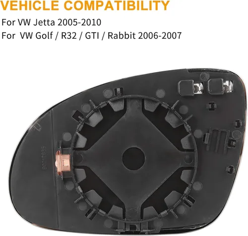 Vista 2 de X AUTOHAUX Espejo de vidrio calentado con placa de respaldo lado pasajero lado derecho espejo retrovisor vidrio para VW R32 conejo