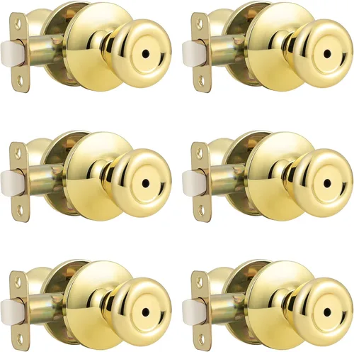 Vista 16 de GOBEKOR Paquete de 1 perillas para puerta de paso, pomos interiores de latón pulido sin llave, pomos de puerta de armario, pasillo, pomo de paso
