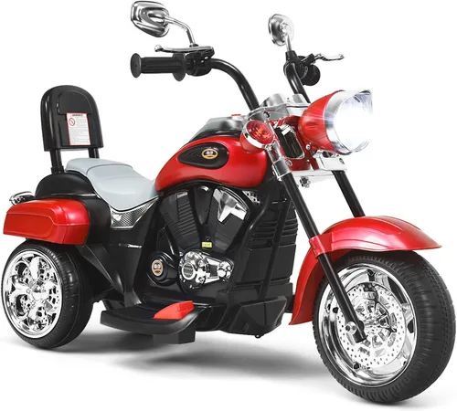 OLAKIDS - Motocicleta eléctrica para niños, motocicleta eléctrica de 6 V con bocina, faros, 3 ruedas de entrenamiento, motocicleta eléctrica para