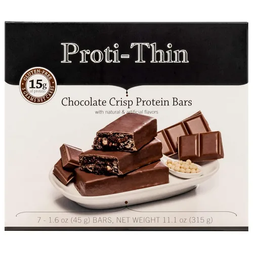 Vista 4 de Proti-Thin Chocolate Crisp - Barras altas en proteínas, 0.53 oz de proteína, bajas en carbohidratos, bajas en grasas, bajas en azúcar, sin