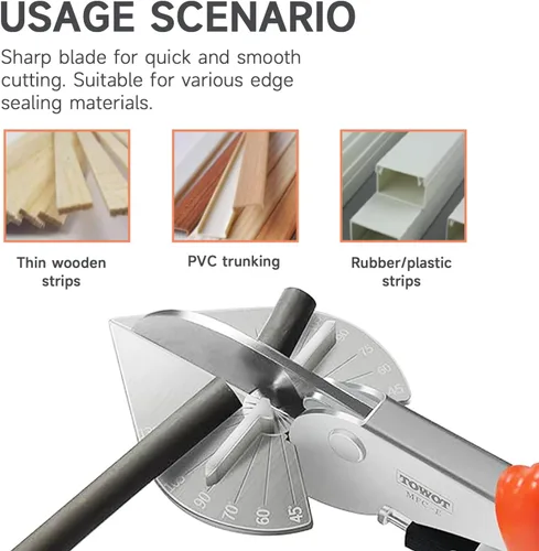 Vista 7 de TOWOT Tijeras de inglete multiángulo, cortador de ángulo ajustable de 45 a 135 grados con bloqueo de seguridad para manualidades, plástico, PVC