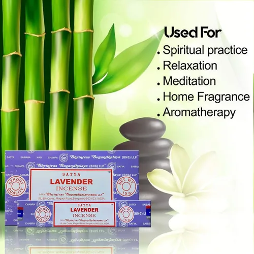 Vista 2 de Satya Nag Champa - Varitas de incienso de lavanda, 12