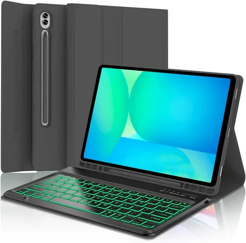 Vista 10 de Funda para teclado para Samsung Galaxy Tab S6 Lite de 10.4" 2024 2022/2020 (SM-P610/P613/P615/P619), Funda para teclado retroiluminada desmontable