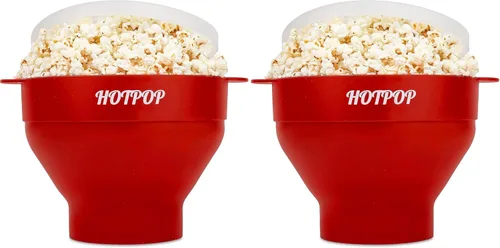 Vista 20 de El Hotpop Original - Palomitero para microondas, Popcorn, contenedor de silicona para hacer palomitas de maíz, cuenco plegable sin BPA y apto