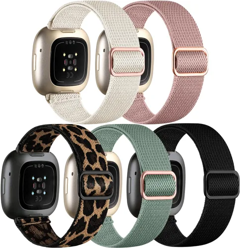Vista 14 de Adorve Bandas elásticas de nailon compatibles con Fitbit Versa 3/Versa 4/Sense/Sense 2 para hombres y mujeres, banda deportiva elástica ajustable