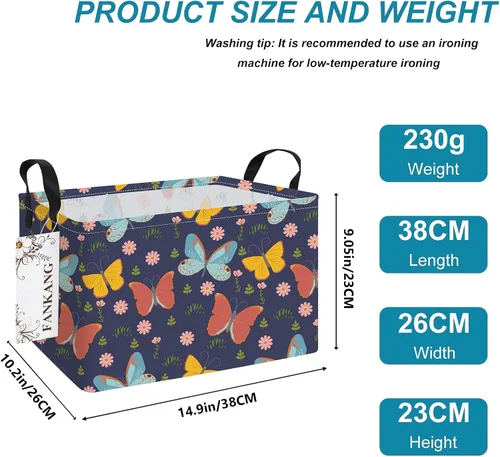 Vista 2 de FANKANG - Cestos de almacenamiento, cesta de lavandería plegable de lona para cuarto infantil con revestimiento impermeable de PE, grandes cestas