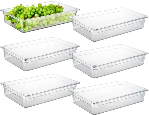 Vista 6 de CURTA Paquete de 6 cubiertas NSF para bandeja de alimentos, tapa de policarbonato transparente de tamaño 1/2 con asa para bandeja de alimentos