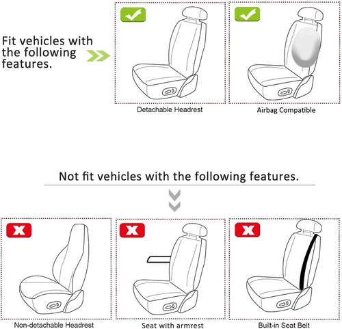 Vista 6 de GIANT PANDA - 1 par de fundas transpirables para asientos delanteros de automóvil, de ajuste universal, para camiones y SUV