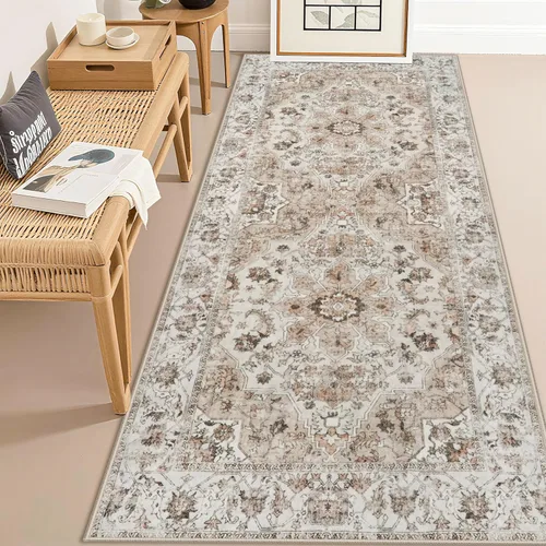 Vista 112 de Alfombra de pasillo lavable de 2 x 3: alfombras antideslizantes con parte trasera de goma, alfombra de cocina suave, alfombra pasillo estilo granja